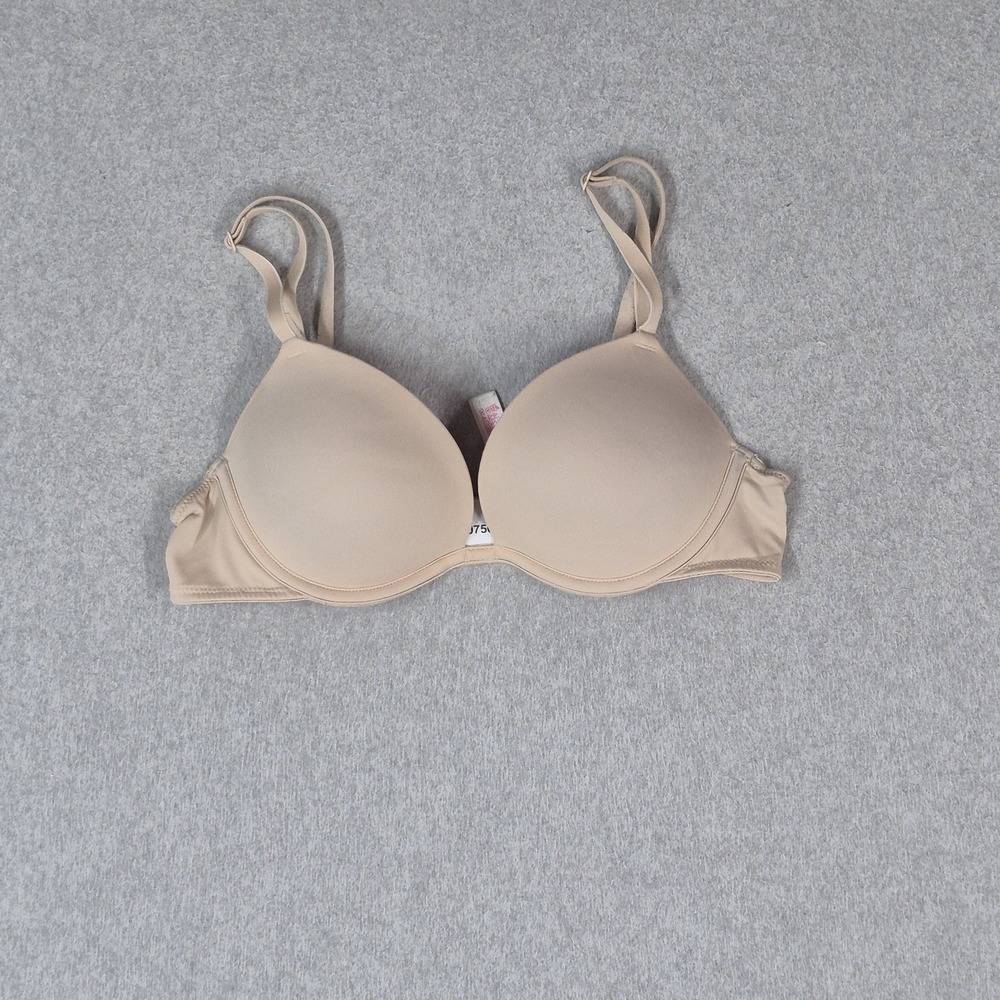 PINK Women Bra 34B Beige Push Up Underwired Strap Adjustable